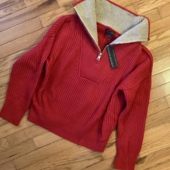 NWT BANANA REPUBLIC HALF ZIP STAND COLLAR SWEATER wool cashmere blend - Picture 6 of 16